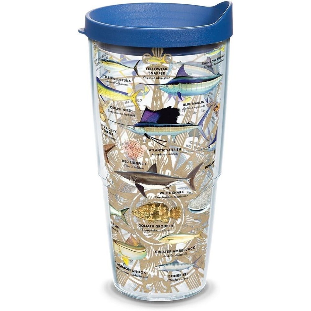 Guy Harvey Charts / Double Walled Insulated Tumbler Travel Cup / 24 oz.